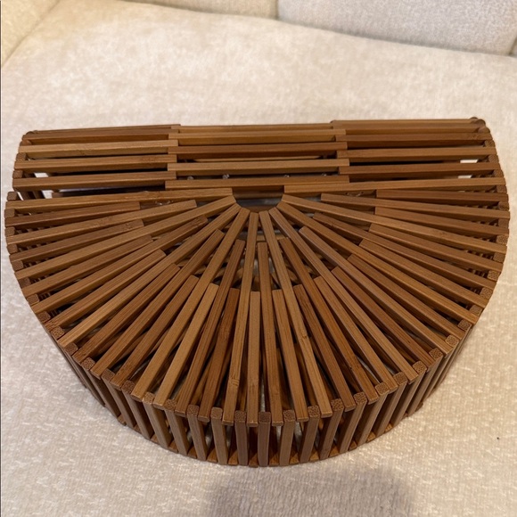 Cult Gaia Tan Bamboo Clutch Chestnut
